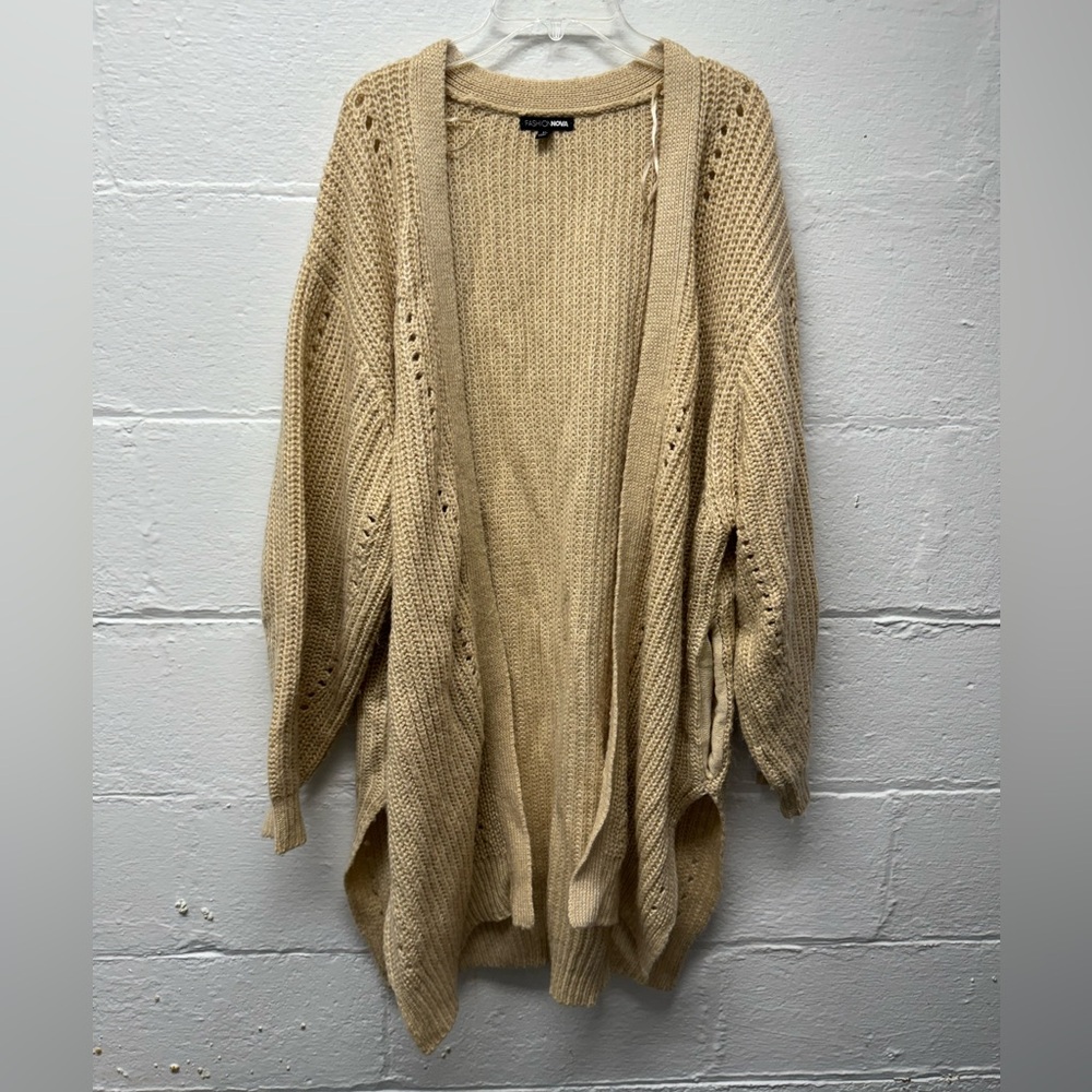 Fashion Nova Oversized Tan Knit Cardigan